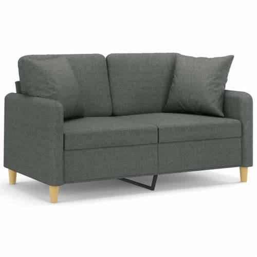 Dvosjed s ukrasnim jastucima tamnosivi 120 cm od tkanine - Tamno siva 120 cm Cijena