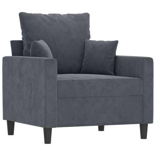 3-dijelni set sofa s jastucima tamnosivi baršunasti - Tamno siva s jastučićima Cijena