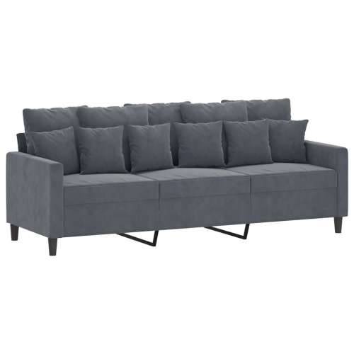 3-dijelni set sofa s jastucima tamnosivi baršunasti - Tamno siva s jastučićima Cijena