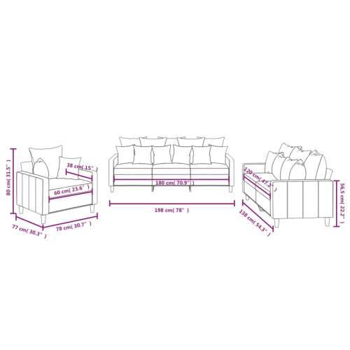 3-dijelni set sofa s jastucima tamnosivi baršunasti - Tamno siva s jastučićima Cijena