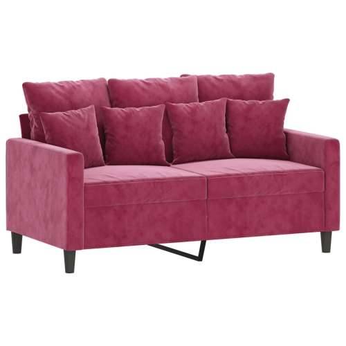 2-dijelni set sofa s jastucima crvena boja vina baršunasti - boja crnog vina s jastučićima Cijena
