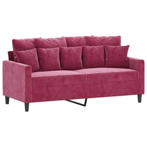 2-dijelni set sofa s jastucima crvena boja vina baršunasti - boja crnog vina s jastučićima Cijena