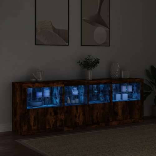 Komoda s LED svjetlima boja dimljenog hrasta 202x37x67 cm - Dimljeni hrast 1 Cijena