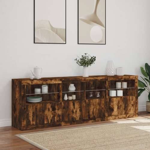Komoda s LED svjetlima boja dimljenog hrasta 202x37x67 cm - Dimljeni hrast 1 Cijena
