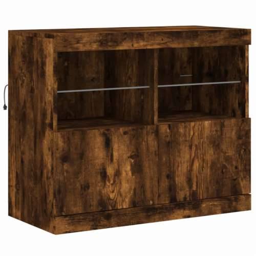 Komoda s LED svjetlima boja dimljenog hrasta 202x37x67 cm - Dimljeni hrast 1 Cijena