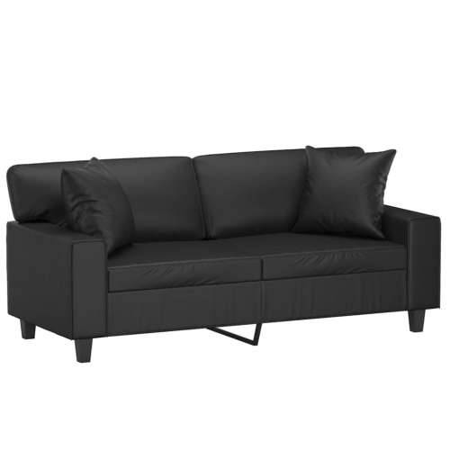 Dvosjed s ukrasnim jastucima boja crna 140 cm umjetna koža - Crna 140 cm Cijena