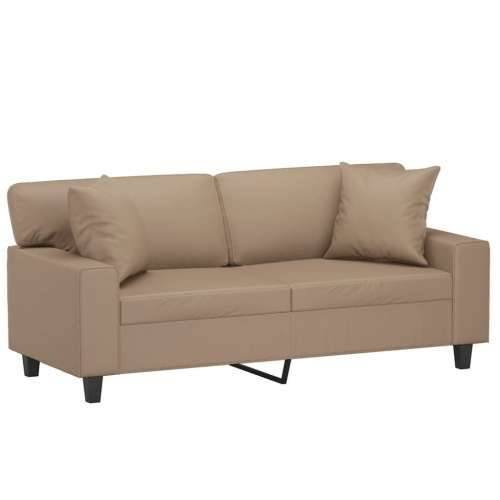 Dvosjed s ukrasnim jastucima boja cappuccina 140cm umjetna koža - Boja cappuccina 140 cm Cijena