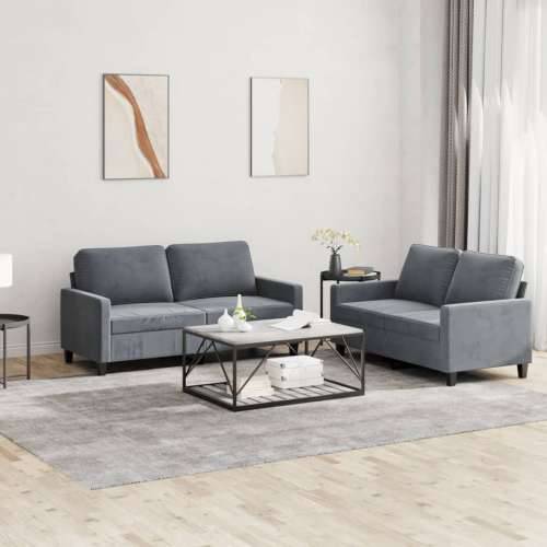 2-dijelni set sofa s jastucima tamnosivi baršunasti Tamno siva s jastučićima Cijena