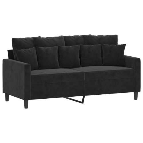 2-dijelni set sofa s jastucima crni baršunasti - Crna s jastučićima Cijena