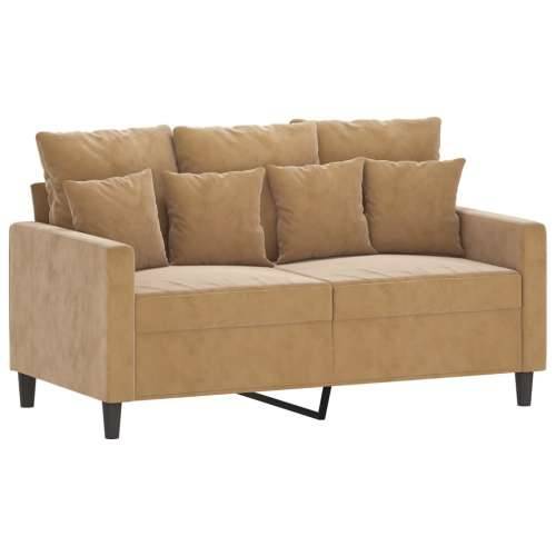 2-dijelni set sofa s jastucima smeđi baršunasti - Smeđa s jastučićima Cijena