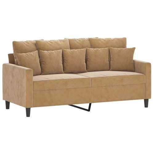 2-dijelni set sofa s jastucima smeđi baršunasti - Smeđa s jastučićima Cijena