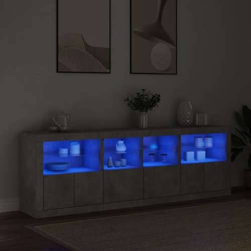 Komoda s LED svjetlima siva boja betona 202x37x67 cm - Beton siva 1 Cijena