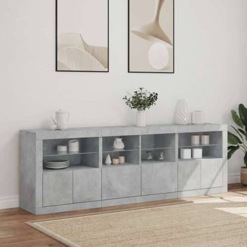 Komoda s LED svjetlima siva boja betona 202x37x67 cm - Beton siva 1 Cijena
