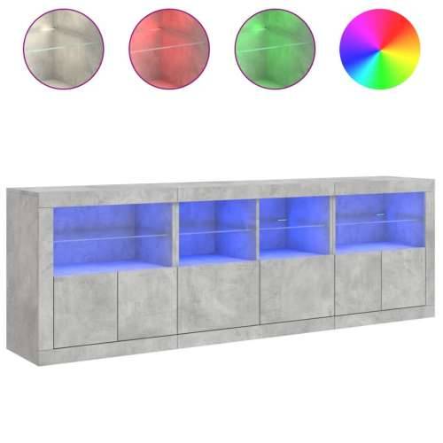 Komoda s LED svjetlima siva boja betona 202x37x67 cm - Beton siva 1 Cijena