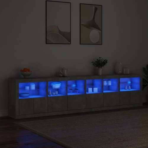 Komoda s LED svjetlima siva boja betona 283x37x67 cm - Beton siva 1 Cijena