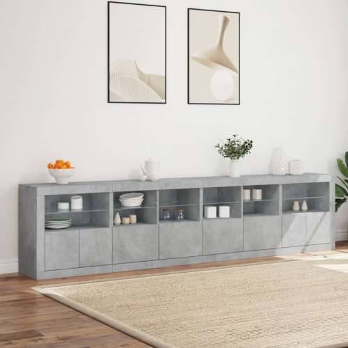 Komoda s LED svjetlima siva boja betona 283x37x67 cm - Beton siva 1 Cijena