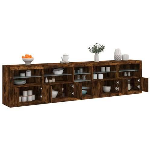 Komoda s LED svjetlima boja dimljenog hrasta 283x37x67 cm - Dimljeni hrast 1 Cijena