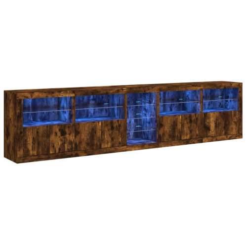 Komoda s LED svjetlima boja dimljenog hrasta 283x37x67 cm - Dimljeni hrast 1 Cijena