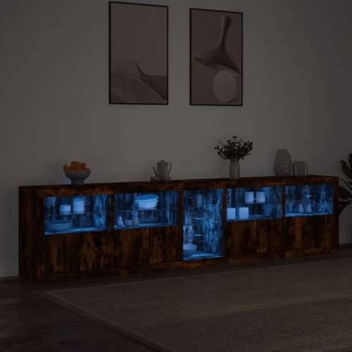 Komoda s LED svjetlima boja dimljenog hrasta 283x37x67 cm - Dimljeni hrast 1 Cijena