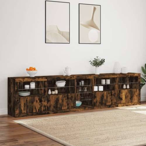 Komoda s LED svjetlima boja dimljenog hrasta 283x37x67 cm - Dimljeni hrast 1 Cijena