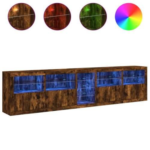 Komoda s LED svjetlima boja dimljenog hrasta 283x37x67 cm - Dimljeni hrast 1 Cijena