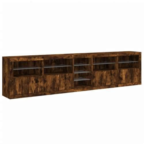 Komoda s LED svjetlima boja dimljenog hrasta 283x37x67 cm - Dimljeni hrast 1 Cijena