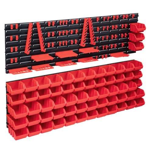 141-dijelni set kutija za pohranu sa zidnim pločama crveno-crni Cijena