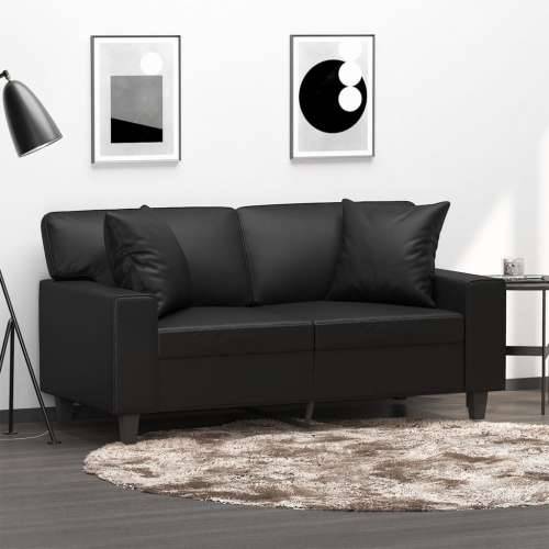 Dvosjed s ukrasnim jastucima crni 120 cm od umjetne kože - Crna 120 cm Cijena