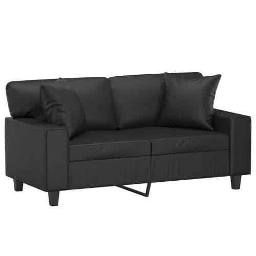 Dvosjed s ukrasnim jastucima crni 120 cm od umjetne kože - Crna 120 cm Cijena