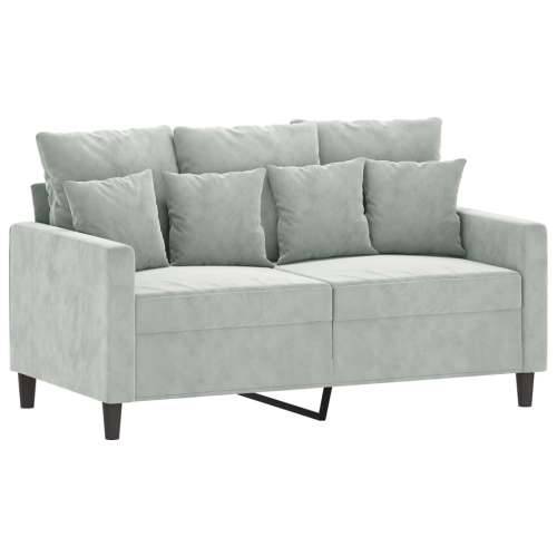 2-dijelni set sofa s jastucima svjetlosivi baršunasti - Svjetlosiva s jastučićima Cijena