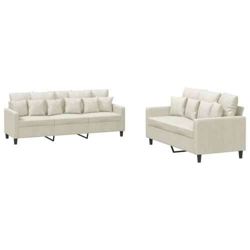2-dijelni set sofa s jastucima krem baršunasti Krema s jastučićima Cijena