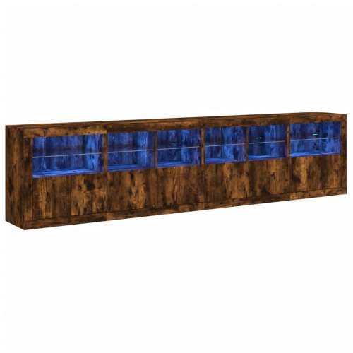 Komoda s LED svjetlima boja dimljenog hrasta 283x37x67 cm - Dimljeni hrast 1 Cijena