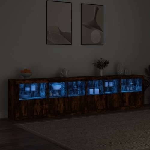 Komoda s LED svjetlima boja dimljenog hrasta 283x37x67 cm - Dimljeni hrast 1 Cijena