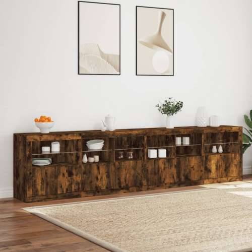 Komoda s LED svjetlima boja dimljenog hrasta 283x37x67 cm - Dimljeni hrast 1 Cijena