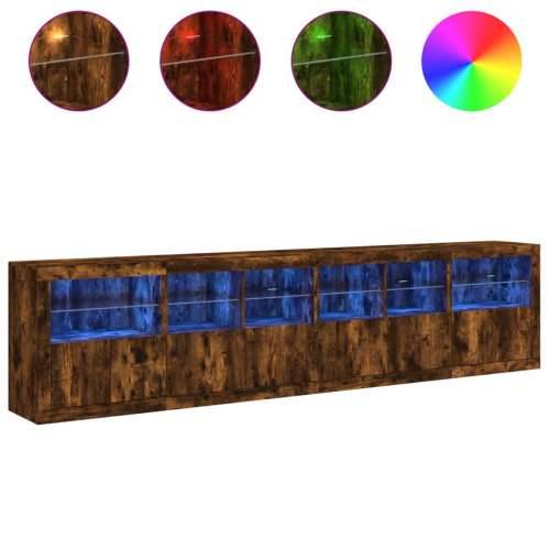 Komoda s LED svjetlima boja dimljenog hrasta 283x37x67 cm - Dimljeni hrast 1 Cijena