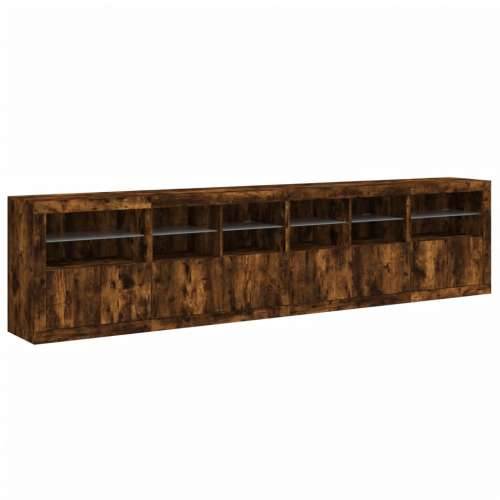 Komoda s LED svjetlima boja dimljenog hrasta 283x37x67 cm - Dimljeni hrast 1 Cijena
