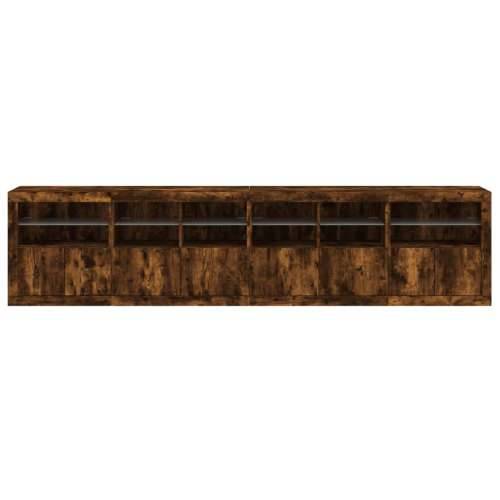 Komoda s LED svjetlima boja dimljenog hrasta 283x37x67 cm - Dimljeni hrast 1 Cijena