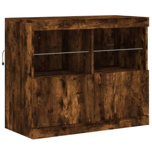 Komoda s LED svjetlima boja dimljenog hrasta 283x37x67 cm - Dimljeni hrast 1 Cijena