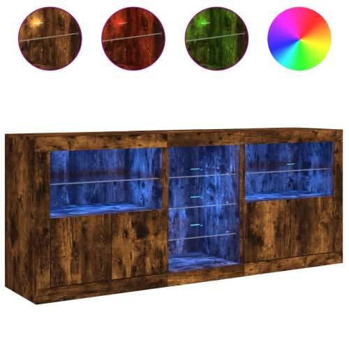 Komoda s LED svjetlima boja dimljenog hrasta 181,5x37x67 cm - Dimljeni hrast 1 Cijena