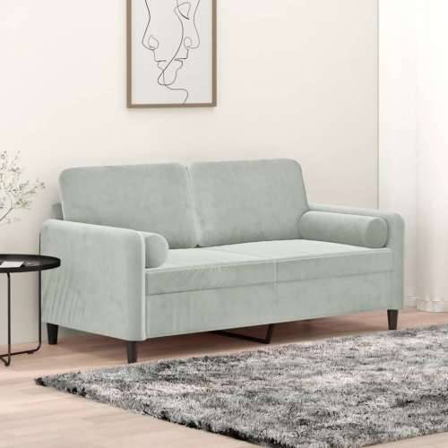 Dvosjed s ukrasnim jastucima svjetlosivi 140 cm baršunasti - Svjetlosiva 140 cm Cijena