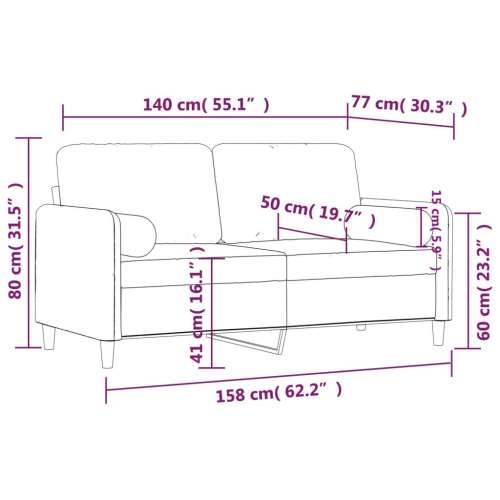 Dvosjed s ukrasnim jastucima svjetlosivi 140 cm baršunasti - Svjetlosiva 140 cm Cijena
