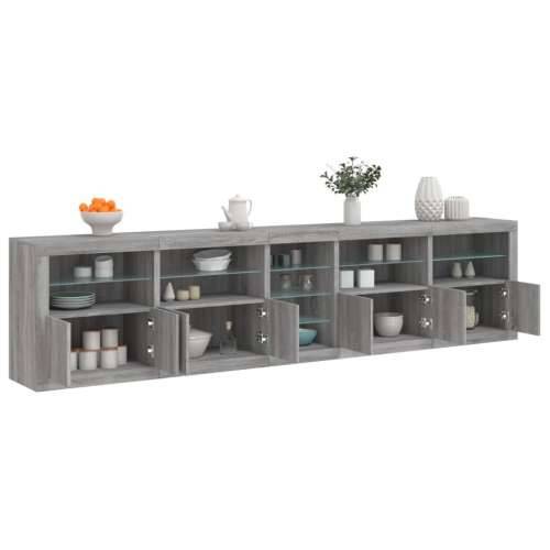Komoda s LED svjetlima boja sivog hrasta 283x37x67 cm - Sivi hrast sonoma 1 Cijena