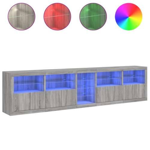 Komoda s LED svjetlima boja sivog hrasta 283x37x67 cm - Sivi hrast sonoma 1 Cijena