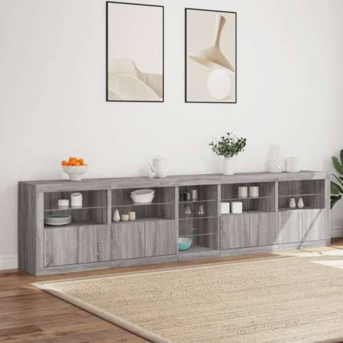 Komoda s LED svjetlima boja sivog hrasta 283x37x67 cm - Sivi hrast sonoma 1 Cijena