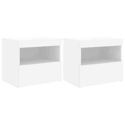 Noćni ormarići s LED svjetlima 2 kom bijeli 50 x 40 x 45 cm - Bijela 2 Cijena