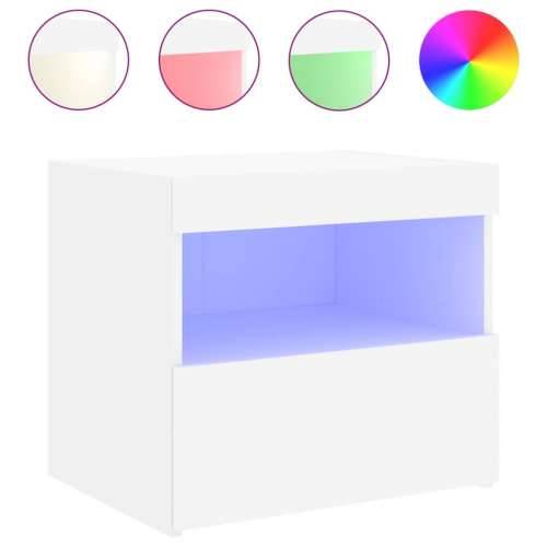 Noćni ormarići s LED svjetlima 2 kom bijeli 50 x 40 x 45 cm - Bijela 2 Cijena
