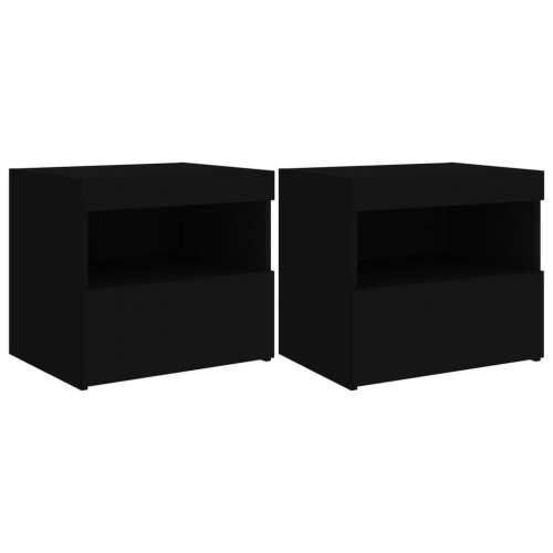 Noćni ormarići s LED svjetlima 2 kom crni 50 x 40 x 45 cm - Crna 2 Cijena