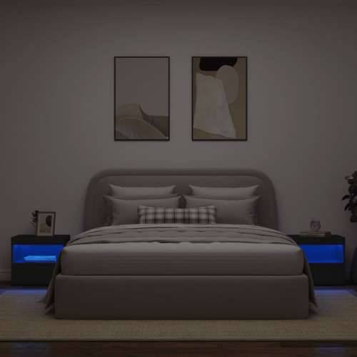 Noćni ormarići s LED svjetlima 2 kom crni 50 x 40 x 45 cm - Crna 2 Cijena