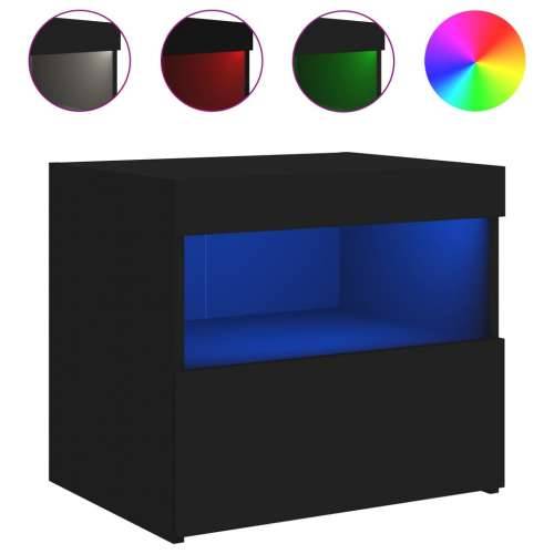 Noćni ormarići s LED svjetlima 2 kom crni 50 x 40 x 45 cm - Crna 2 Cijena