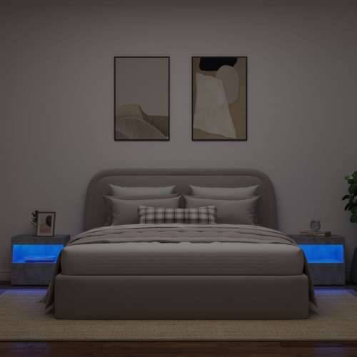 Noćni ormarići s LED svjetlima 2 kom boja betona 50x40x45 cm - Beton siva 2 Cijena